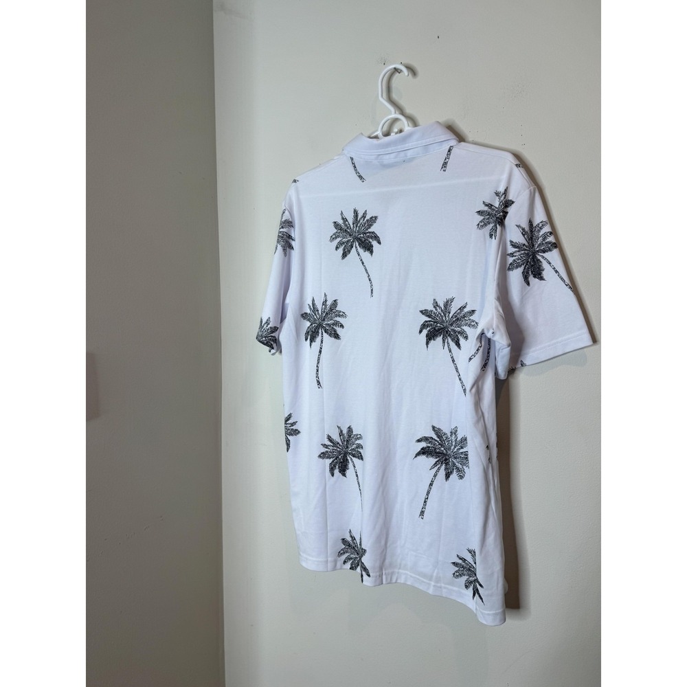 TravisMathew Polo Shirt Mens XL White Palm Tree Print Golf Tropical Short Sleeve - Picture 8 of 8